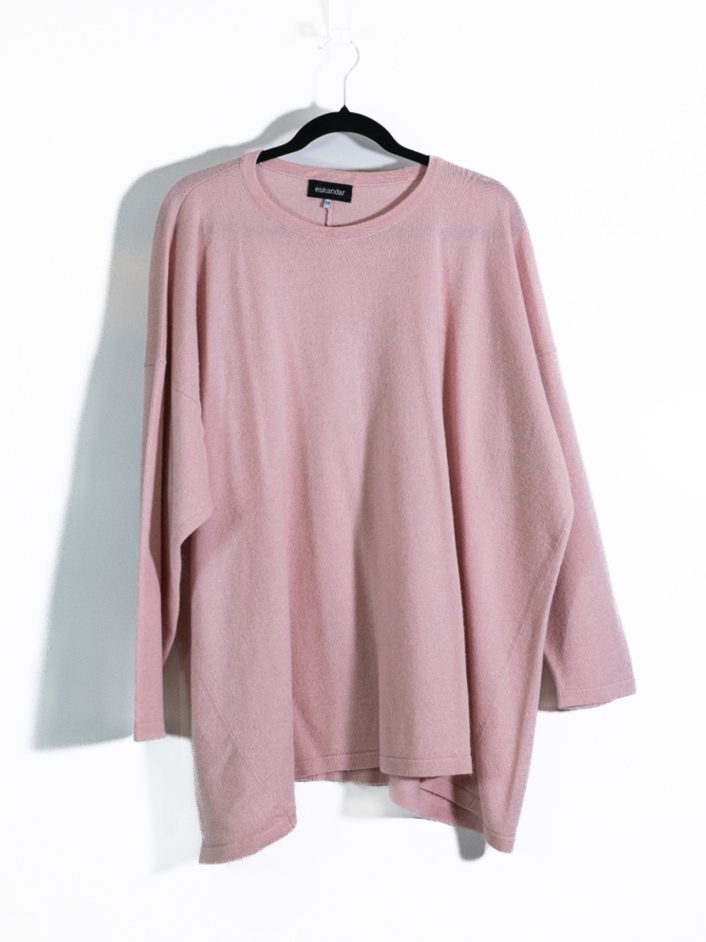 Eskandar Women's 100% Cashmere Knit Crew Neck Long Sleeve Pullover Sweater Pink